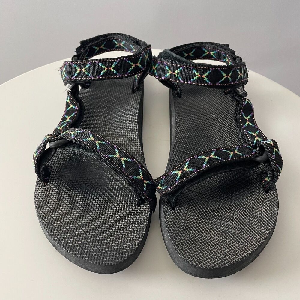 Vintage Teva Hurricane Sandals Mens Size 12 Est.Black Blue Hiking Adjustable USA - Picture 2 of 12